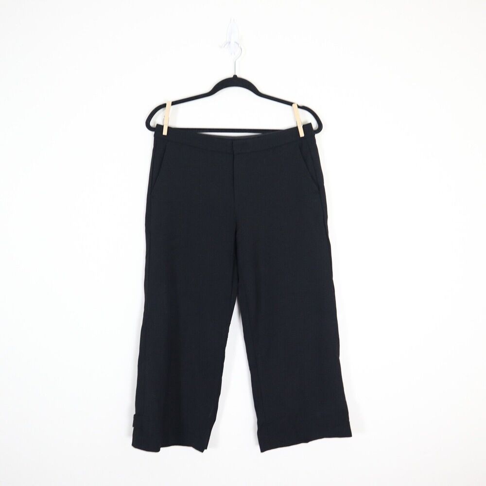 Vince Size 6 Wide Leg Tailored Culottes Button Tab Cuff Black - Picture 2 of 11